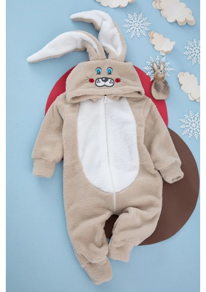 Vavbaby Welsoft Peluş Unisex Fermuarlı Kışlık Bebek Uyku Tulumu Bebek Tulumu Çocuk Tulumu Çocuk Kostümü