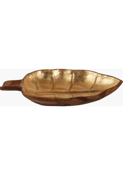 Teak Altın Varaklı Tabak 40X26X6CM