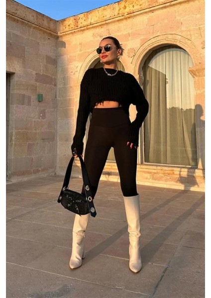 Yüksek Bel Şardonlu Toparlayıcı Kadın Taytı