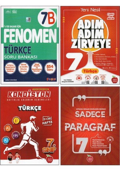 Fenomen Yayıncılık Fenomen 7. Sınıf 7b+Newton Adım Adım Z.+Kondisyon Türkçe+Sadece Paragraf (4 Kitap)