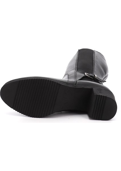Kadın Siyah Fermuarlı Kalın Topuklu Hakiki Deri Çizme indirimleri