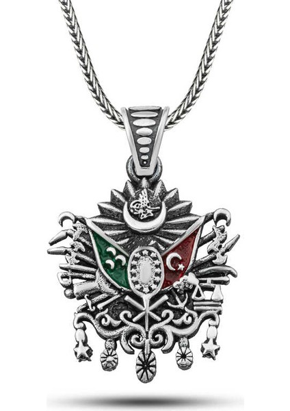 Gümüş Osmanlı Devlet Armalı Erkek Kolye
