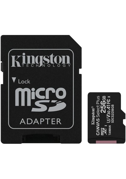 SDCS2-256GB 256GB micSDXC Canvas Select Plus 100R A1 C10 Card + ADP Hafıza Kartı