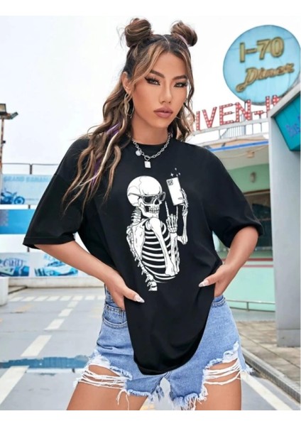 Siyah Baskılı T-Shirt - Trendy ve Tarz Tasarım modelleri