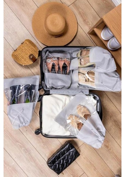 5’li Ayakkabı Hurcu Seti, Büzgülü Pencereli Valiz Içi Ayakkabı Taşıma Çantası Seyahat Düzenleyici fırsatları