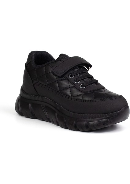 Unisex Çocuk Siyah Bağcıklı Cırtlı Sneaker Rahat Spor Ayakkabı modelleri