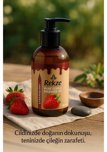 “rekze Bitkisel Çilek Aromalı Masaj Yağı 120 ml – Cilt Dostu Bakım”