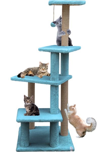 Katlı Büyük Boy Kedi Tırmalama Tahtası Jüt Ipli Welsoft Kumaşlı Oyun Alanı