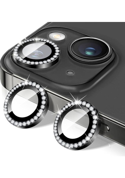 Iphone 14 Pro / 14 Pro Max Uyumlu Taşlı Kamera Lens Koruyucu Mercek Çerçeve