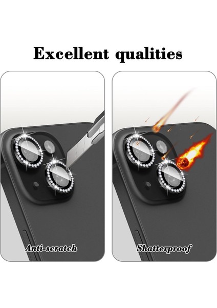 Iphone 14 Pro / 14 Pro Max Uyumlu Taşlı Kamera Lens Koruyucu Mercek Çerçeve indirimleri