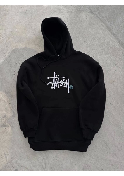 Siyah Kapşonlu Baskılı Sweatshirt fiyatları