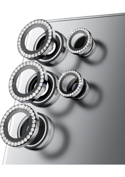 Samsung Galaxy S25 Ultra Uyumlu Taşlı Kamera Lens Koruyucu Mercek Çerçeve