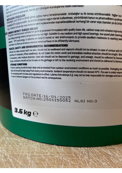Yeşil Renk Kauçuklu 3.6kg (3600GR) Gres Yağı (2025 Üretim) modelleri