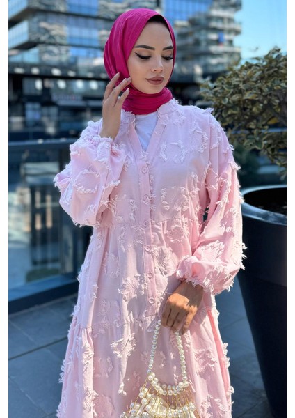 Püskül Detaylı V Yaka Düğmeli Elbise fiyatları