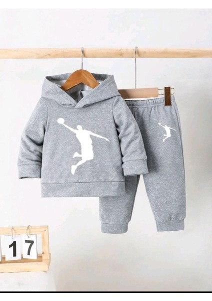 Çocuk Gri Renk Kapüşonlu Uzun Kol Alt Üst Takım fiyatları