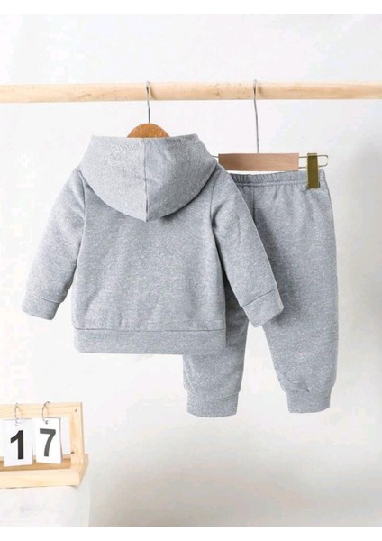 Çocuk Gri Renk Kapüşonlu Uzun Kol Alt Üst Takım modelleri