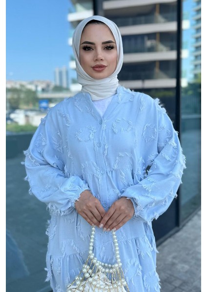 Püskül Detaylı V Yaka Düğmeli Elbise fiyatları