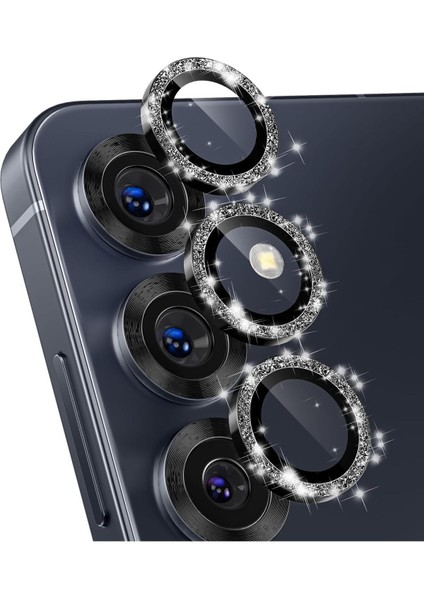 Samsung Galaxy S25 / S25 Plus Uyumlu Taşlı Kamera Lens Koruyucu Mercek Çerçeve