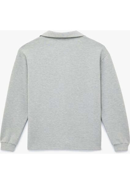 Rahat Kalıp Uzun Kollu Polo Yaka Sweatshirt fiyatları