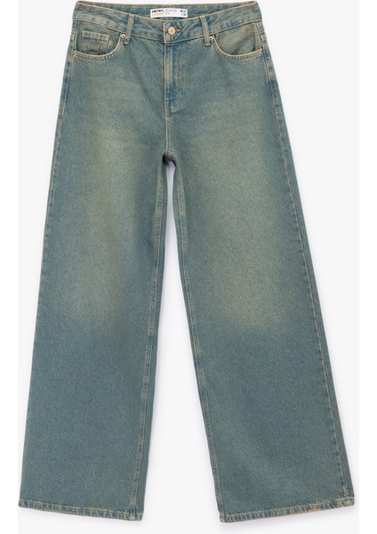 Düşük Bel Düz Paça Pamuklu Straight Yıkamalı Bol Jean Pantolon - Loose Straight Fit Jean fırsatları