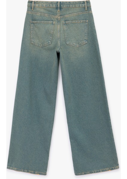 Düşük Bel Düz Paça Pamuklu Straight Yıkamalı Bol Jean Pantolon - Loose Straight Fit Jean indirimleri