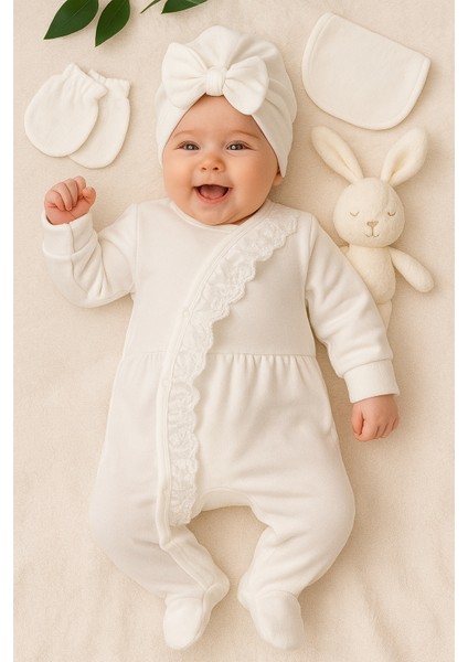 0-3 Ay Kız Bebek Yeni Doğan Dantelli fırfırlı 10'lu Hastane Çıkışı Zıbın Seti Seti