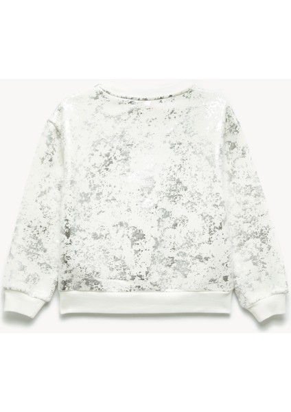 Uzun Kollu Bisiklet Yaka Desenli Şardonlu Sweatshirt fiyatları