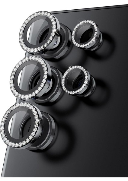 Samsung Galaxy S25 Ultra Uyumlu Taşlı Kamera Lens Koruyucu Mercek Çerçeve