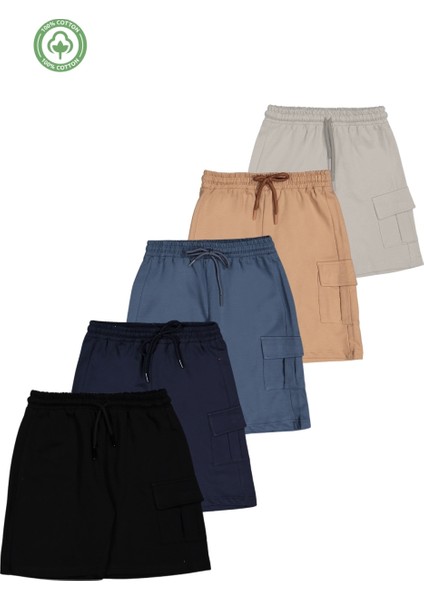 Unisex Çocuk Pamuklu Şort 5'li Set -Çocuk Giyim