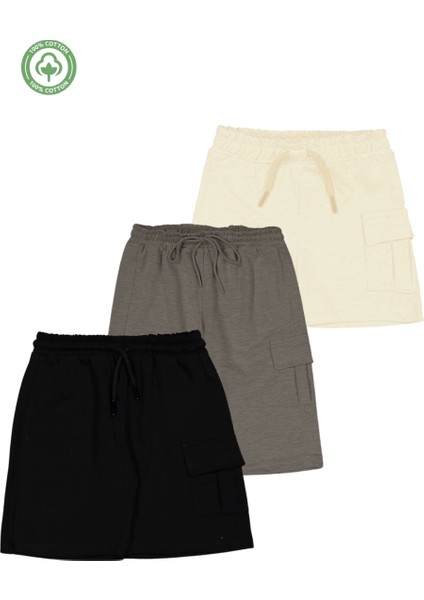 Unisex Çocuk Pamuklu Şort 3'lü Set -Çocuk Giyim