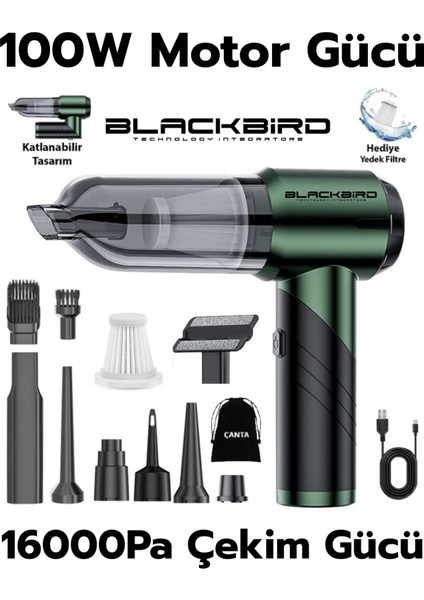 MK-5802 16000PA Katlanabilir Kablosuz Araç Süpürgesi | 3 Kademeli Güç | Şarjlı El Süpürgesi