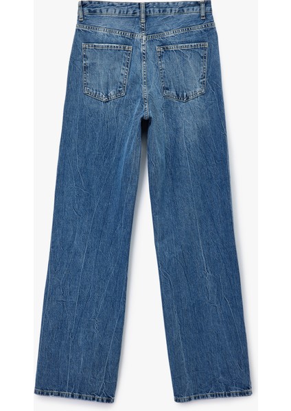 Yıpratılmış Pamuklu Düz Paça Straight Fit Jean Pantolon - Straight Jeans fiyatları