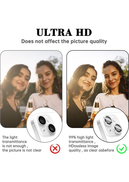 Iphone 15 / 15 Plus Uyumlu Taşlı Kamera Lens Koruyucu Mercek Çerçeve fiyatları