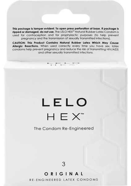 Hex Box 3 Pcs. Doğal Lateks Prezervatif Kondom