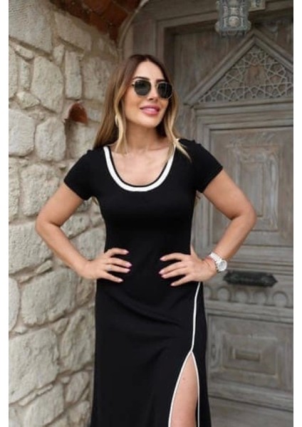 Beyaz Yuvarlak Yaka Viskon Elbise fırsatları