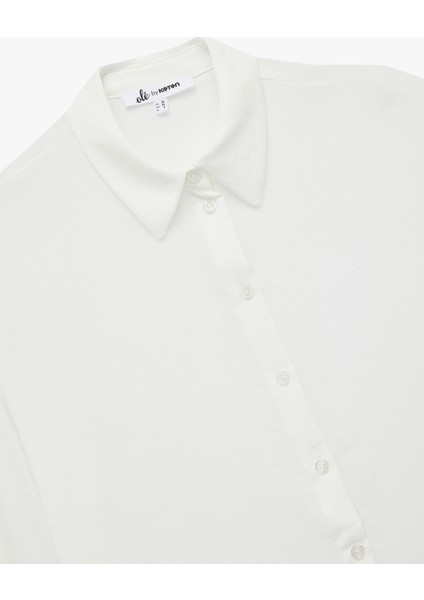 Aerobin Kumaş Düğmeli Klasik Yaka Uzun Kollu Oversize Gömlek modelleri