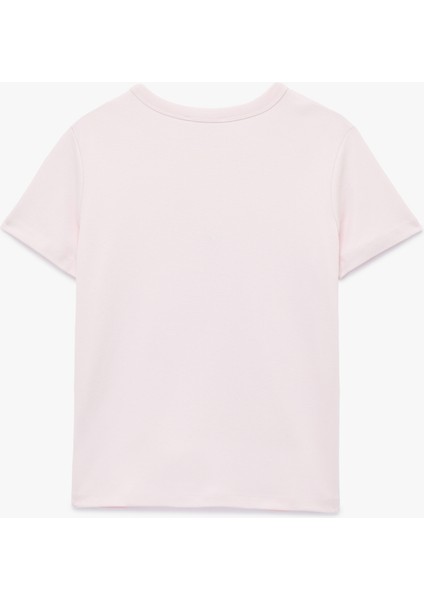 Pamuklu Kısa Kollu Fiyonk Baskılı Broş Detaylı Tişört fiyatları