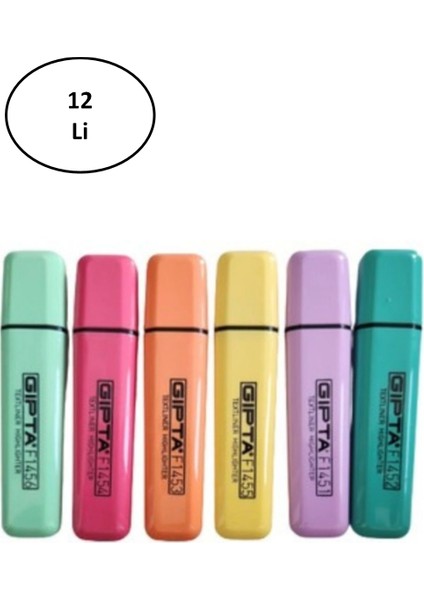 Fosforlu Markör 5mm Kesik Uç Pastel Turuncu 12'li