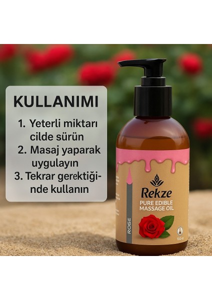 2 Adet Gül Aromalı Nemlendirici Kokulu Erotik Vucut Masaj Yagı 120 ml