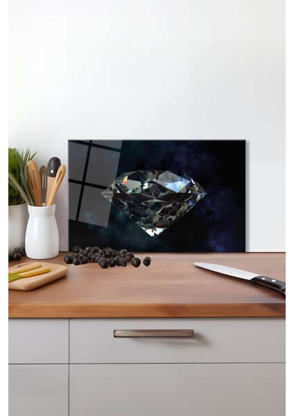 Siyah Zeminli Elmas Cam Kesme Tahtası, Silikon Ayaklı Isıya Kırılmaya Dayanıklı Sunum Kesim Tablası