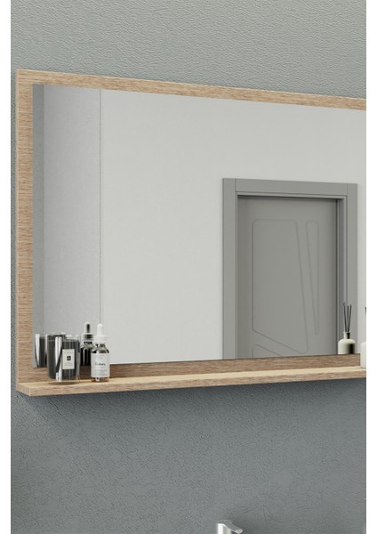Fix Arya 100 Cm Banyo Dolabı,Seramik Lavabolu, Aynalı,Lavabo Dahil,Mdf,Aybe Bej