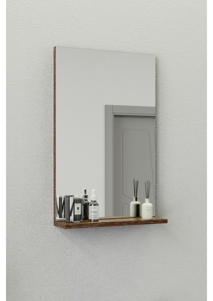 Fix Arya 50 Cm Banyo Dolabı,Seramik Lavabolu, Aynalı,Lavabo Dahil,Mdf,Aybe Kahve