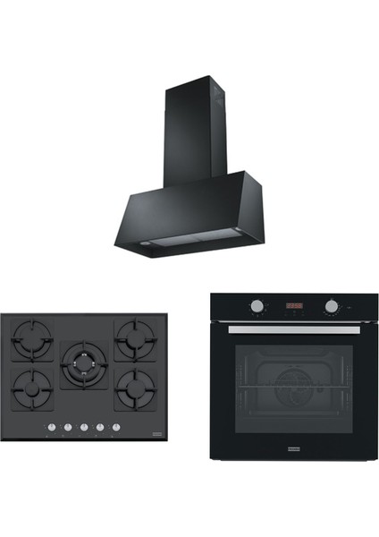 Trendline Plus Bk 70 Davlumbaz + Fhns 705 4g Tc Bk C Ocak + Fsl 86 H Bk Fırın Ankastre Set