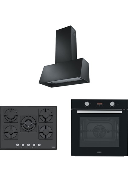 Trendline Plus Bk 70 Davlumbaz + Fhns 705 4g Tc Bk C Ocak + Fsl 86 H Bk Fırın Ankastre Set fiyatları