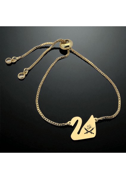 Hz Ali Temalı Zincirli Kuğu Kuşu Motifli 14 Ayar Altın Plakalı Hediye fiyatları