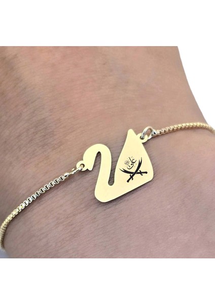 Hz Ali Temalı Zincirli Kuğu Kuşu Motifli 14 Ayar Altın Plakalı Hediye fırsatları