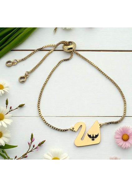 Kral Kartal Temalı 14 Ayar Altın Plakalı Zincirli Kuğu Kuşu Motifli Hediye fiyatları