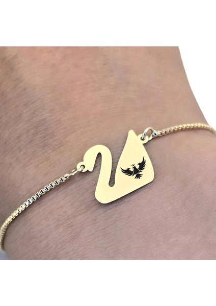 Kral Kartal Temalı 14 Ayar Altın Plakalı Zincirli Kuğu Kuşu Motifli Hediye fırsatları