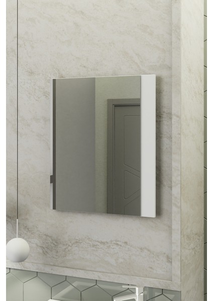 Maxila 60 cm Banyo Dolabı,Seramik Lavabolu, Aynalı,Lavabo Dahil,Mdf,Beyaz