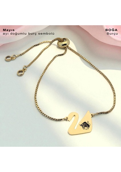 Boğa Burçlarına Özel 14 Ayar Altın Plakalı Zincirli Kuğu Kuşu Motifli Hediye fiyatları